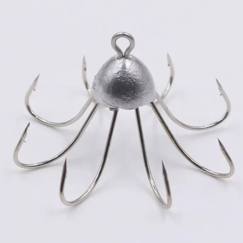 20 pz 7.5g Calamari Accessori Per la Pesca Ombrello Ami di Piombo Spinato Otto Artigli Amo Gear Parti di Ancoraggio Polpo Seppie Feeder