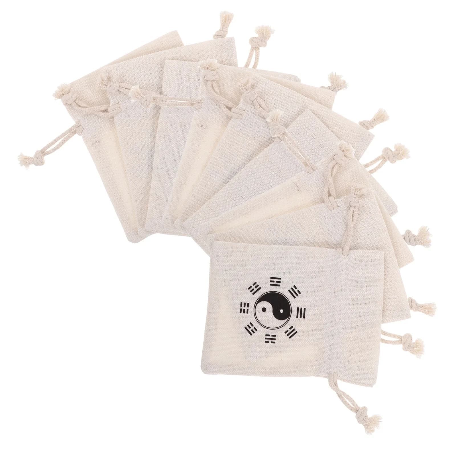 10 sacchetti con coulisse per corda da saltare, robuste borse portaoggetti in lino per attrezzatura da allenamento, chiavi, telefoni, portatili, eleganti, design cinese