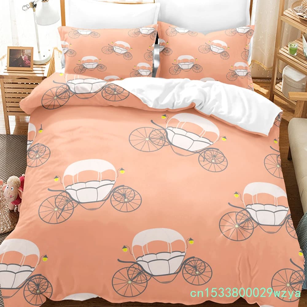 3PCS Bicycle Sedan Bedding Sets Home Bedclothes Super King Cover Pillowcase Comforter Textiles Bedding Set