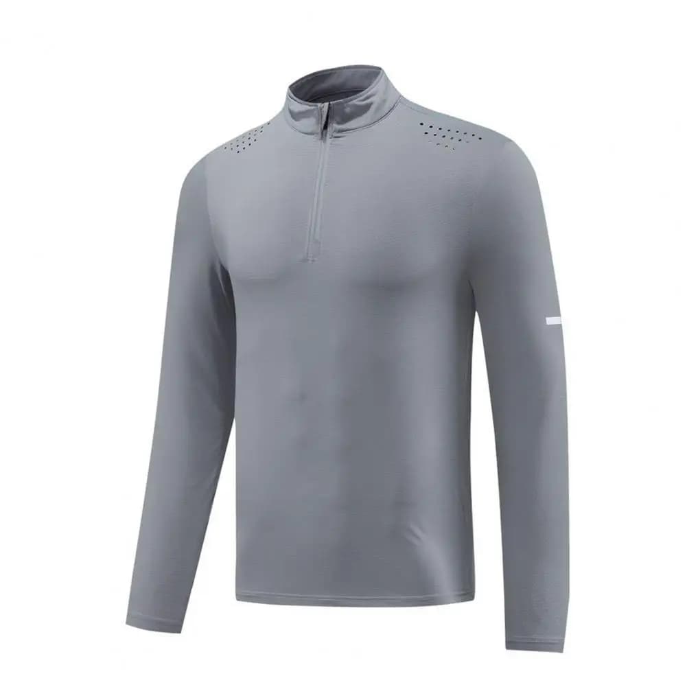 Maglia da Corsa per Uomo con Zip a un Quarto, Maglia Atletica a Maniche Lunghe ad Asciugatura Rapida per Allenamento, Palestra, Jogging, Golf