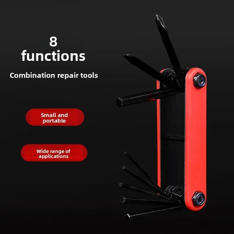 Kit multiutensile per bici 8 in 1, set di chiavi esagonali con design pieghevole per la riparazione e la manutenzione di biciclette da strada di montagna