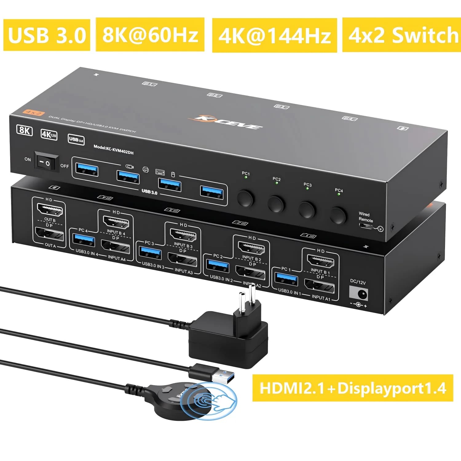 Switch KVM USB 3.0 2 monitor 4/3/2 PC, displayPort 8K 4K + switch KVM HDMI per computer 4/3/2 condividi mouse tastiera doppio monitor