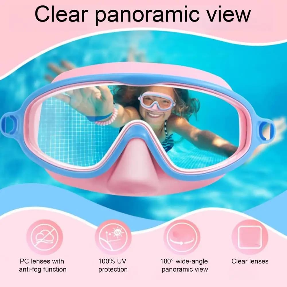 1/2 Pairs Children Swim Goggles with Earplugs, UV Protection Pool Goggles with Nose Cover, No Leakage Swimming Eyewear for Kids