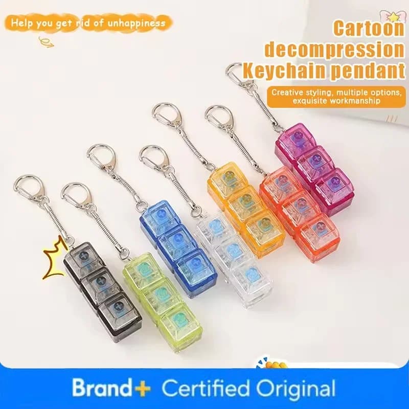 4Keys LED Finger Keyboard Keycap Stress Relief Fidget Keychain Mechanical Tester Decompression Toy For Adults Children Amagi