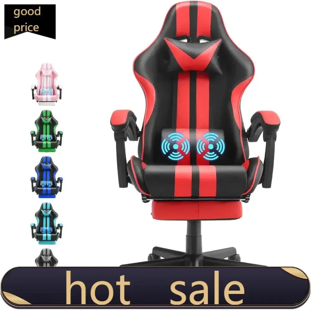 Sedia da Gaming Ergonomica Rossa Stile Racing con Supporto Lombare e Reclinazione Regolabile per PC Gaming - Prezzo Promozionale