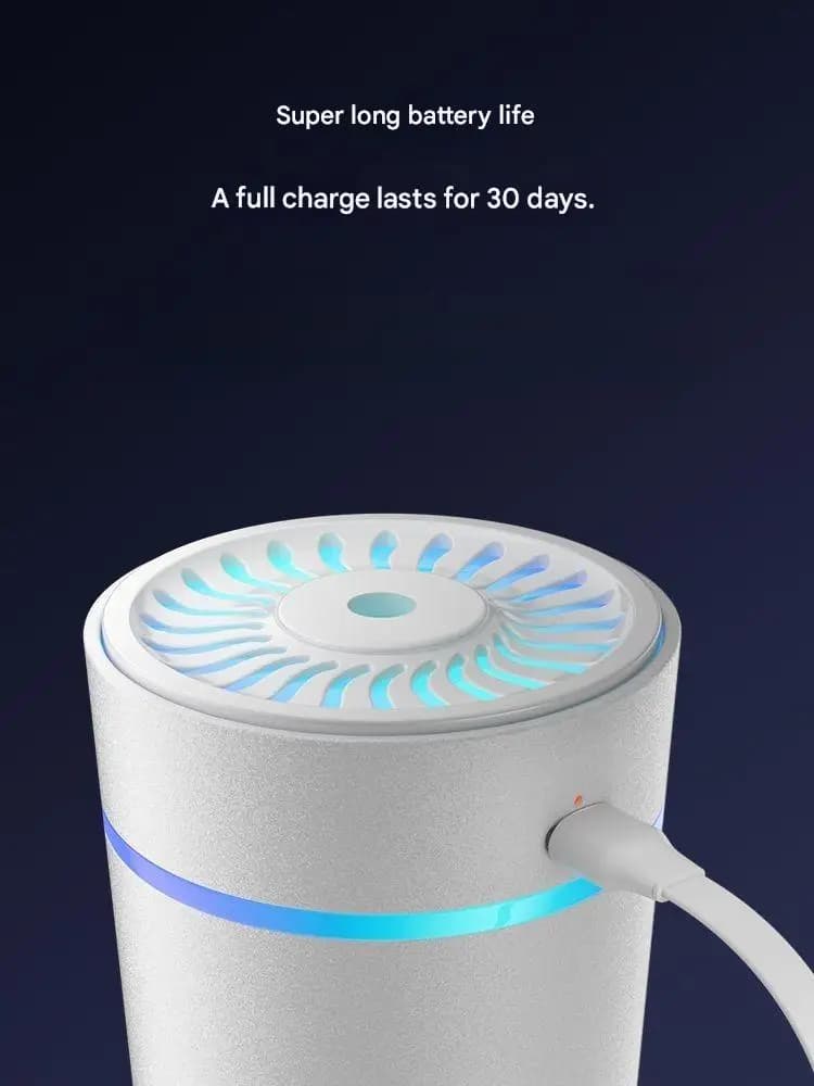 Umidificatore per Auto con Luce Ambientale e Aromaterapia, Ricaricabile USB-C, Nebulizzazione Automatica, Purificatore d'Aria per Interni Auto