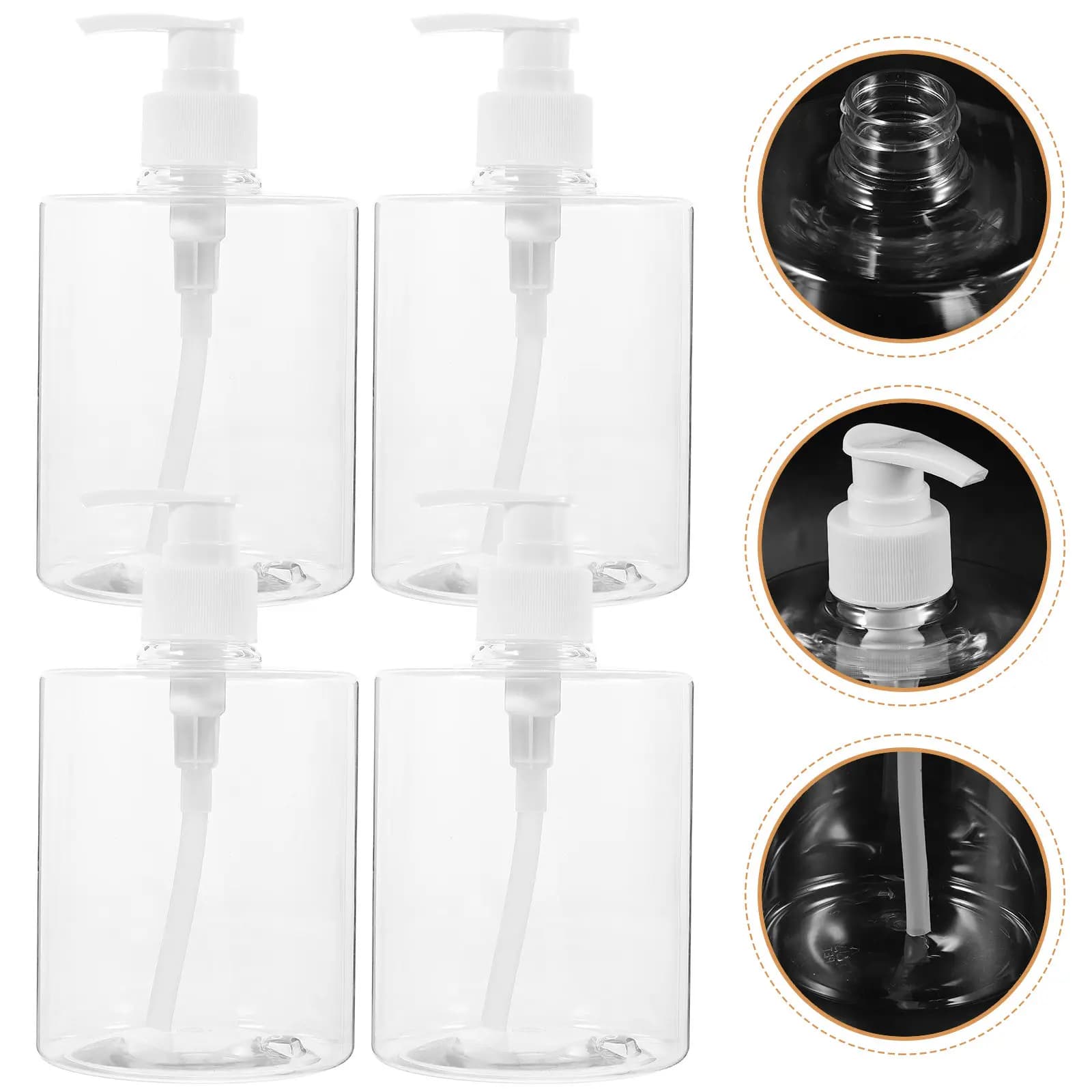 4 flaconi trasparenti ricaricabili con pompa per lozione, shampoo, sapone liquido, dispenser per lavaggio mani, bagno, cucina, viaggio, portatile, 500 ml