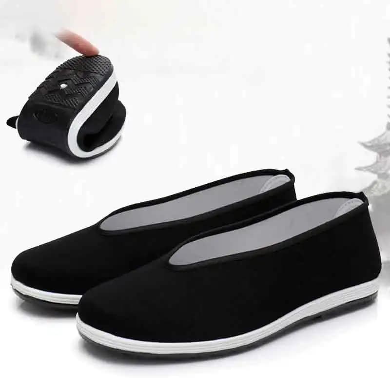 Scarpe di arti marziali tradizionali cinesi da uomo Kung Fu Wing Chun Tai-Chi Wushu Panno nero Vecchio Pechino Scarpe casual Sneaker sportiva