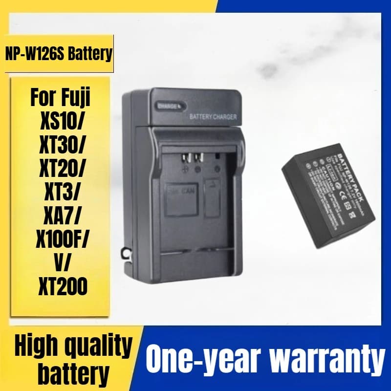 Camera battery NP-W126S, digital camera charger Fuji XS10/XT30/XT20/XT3/XA7/X100F/V/XT200 7,2 V 1600 mAh