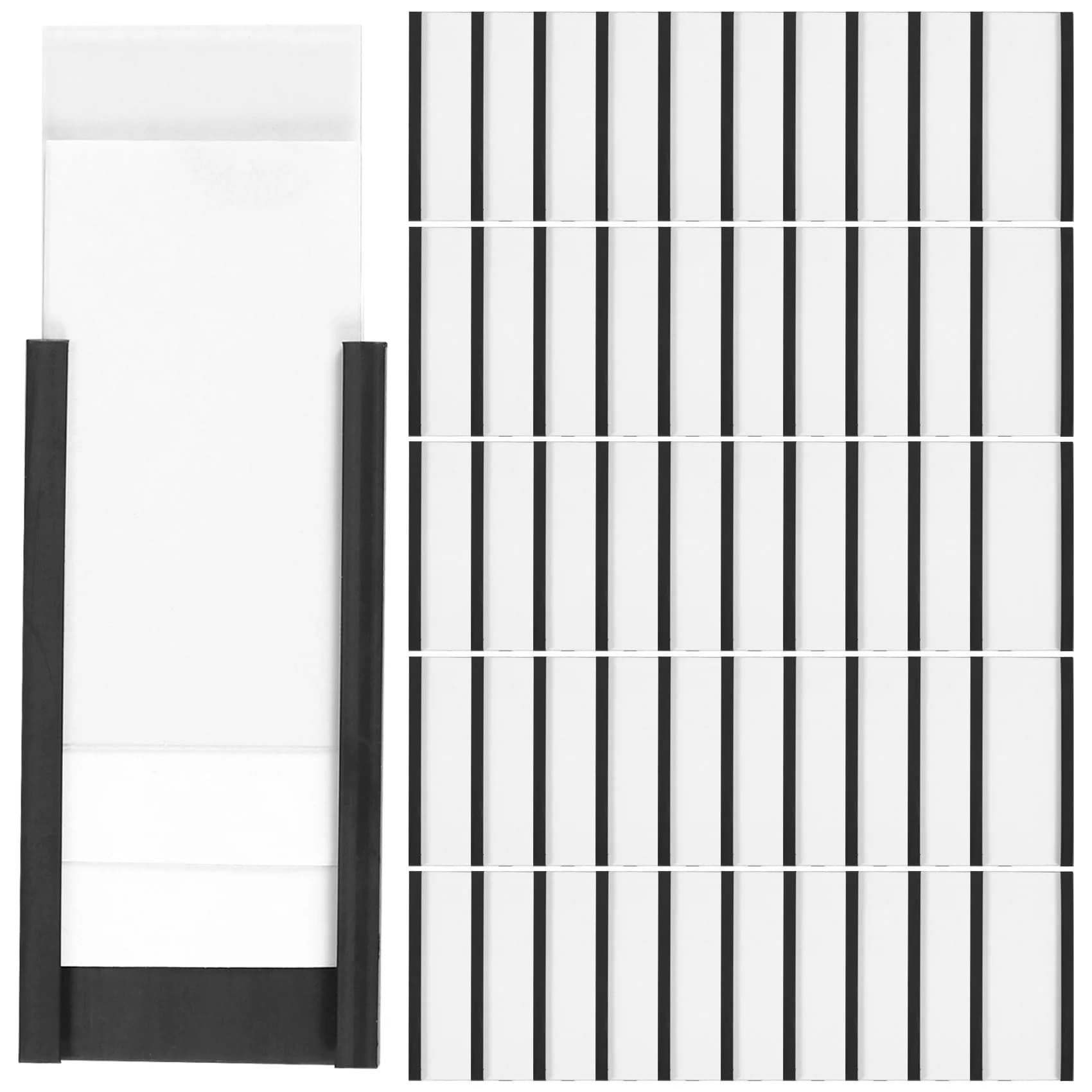 Portabadge magnetici da 50 pezzi con portacarte dati magnetici con protezioni in plastica trasparente per ripiano in metallo (1x2 pollici)