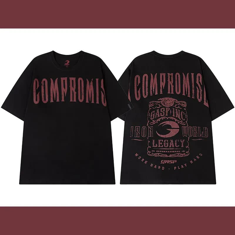 2026 No Compromise Legacy Gym Graphic T-Shirt, Bodybuilding Workout Streetwear, 100% Cotton Oversized Tee for Men Fitness Lovers