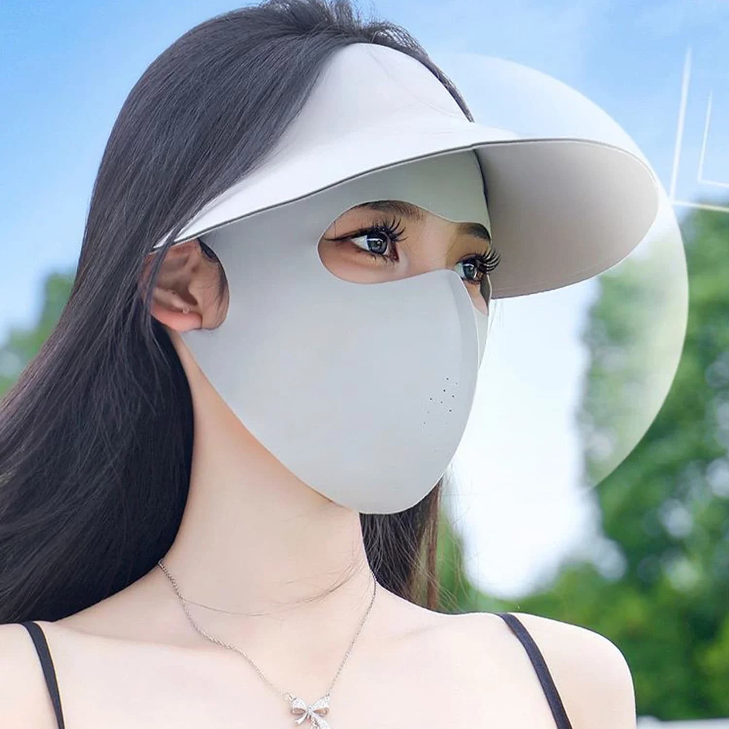 New Full-Face UV Face Mask Reusable SunProtection Sunscreen Washable Soft Breathable Ice Silk Sunscreen Outdoor Mask Accessories