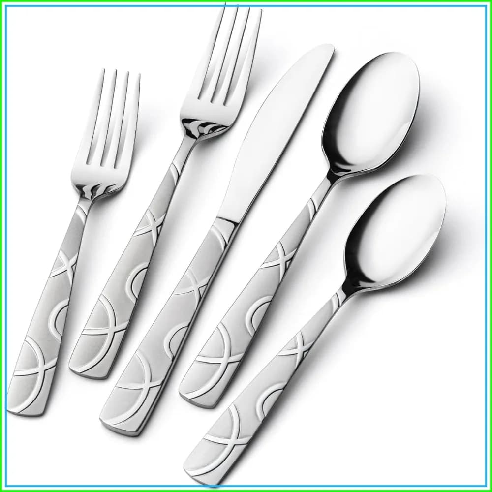 60PCS Stainless Steel Silverware Set, Modern Flatware Set for Kitchen, Mirror Polished Cutlery Set with Forks, Spoons and Knives, Dishwasher Safe