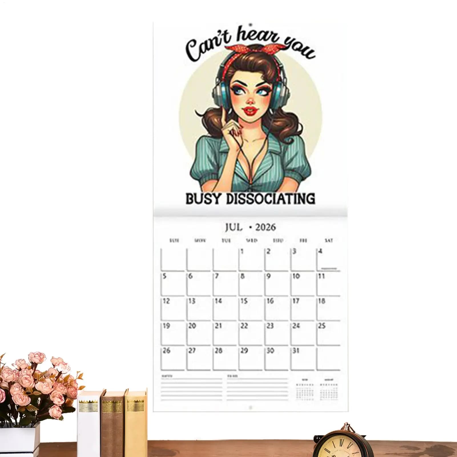 Calendario da parete mensile Calendario da parete sarcastico 2026 Notebook Appeso Retro Planner per la decorazione Ornamenti Casa Uomo Camera da letto