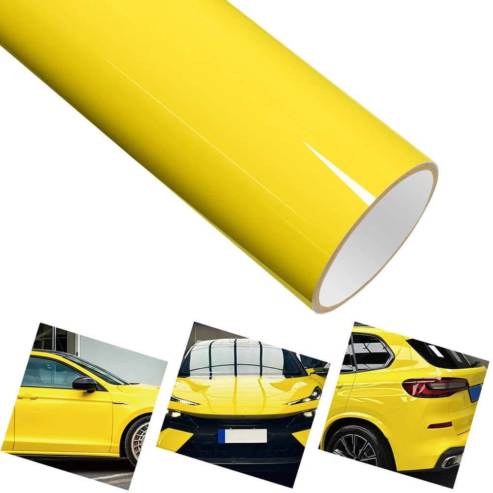 PET Crystal Maize Giallo Pellicola in vinile per auto Decalcomania automatica con tecnologia di rilascio dell'aria Accessori creativi per adesivi per la decorazione del corpo dell'auto
