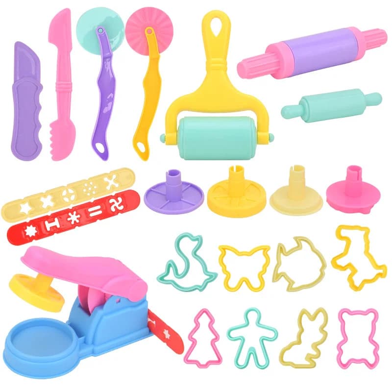 Set di Accessori per Plastilina per Bambini, Utensili per Modellare con Vari Stampi in Plastica, Rulli e Tagliapasta per Argilla Modellabile per Bambini
