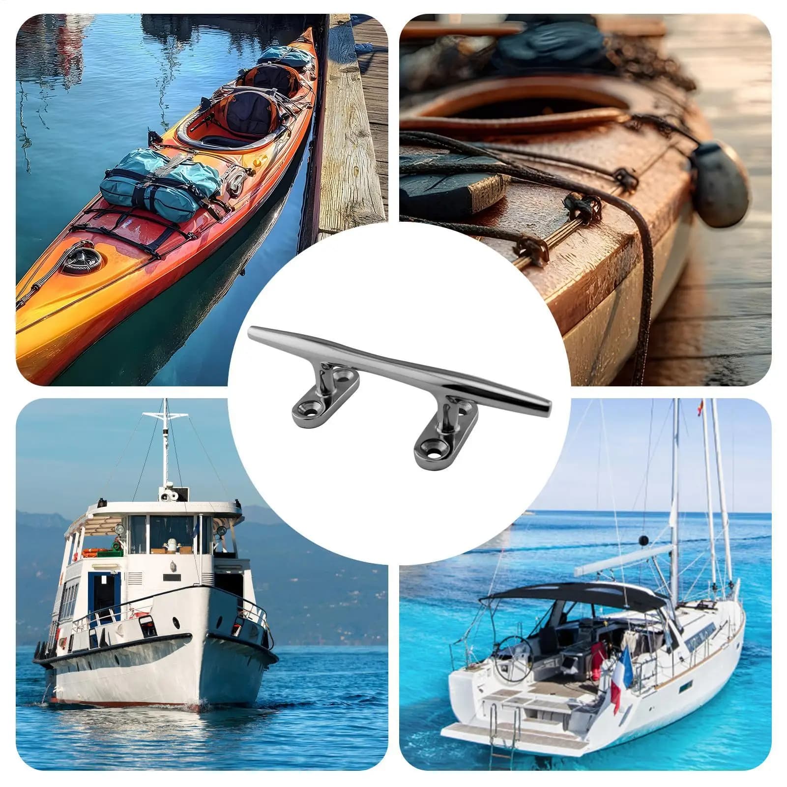 Bitta per ormeggio in acciaio inossidabile di grado marino per kayak, canoa, piccoli yacht, ormeggio in banchina, ancoraggio, pesca e navigazione