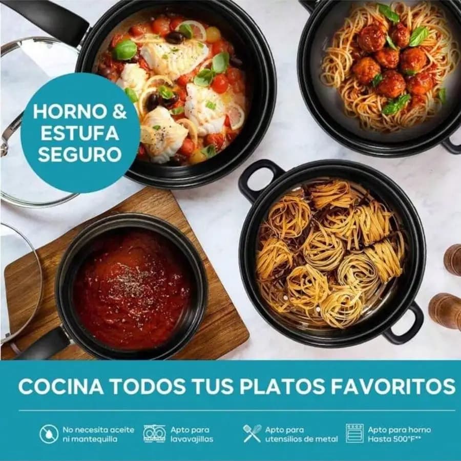 Set di Pentole da Cucina Nero 13 Pezzi, Padella Antiaderente, Pentola per Zuppa e Cucchiai, Set da Cucina per Induzione, Regali Natalizi per la Famiglia