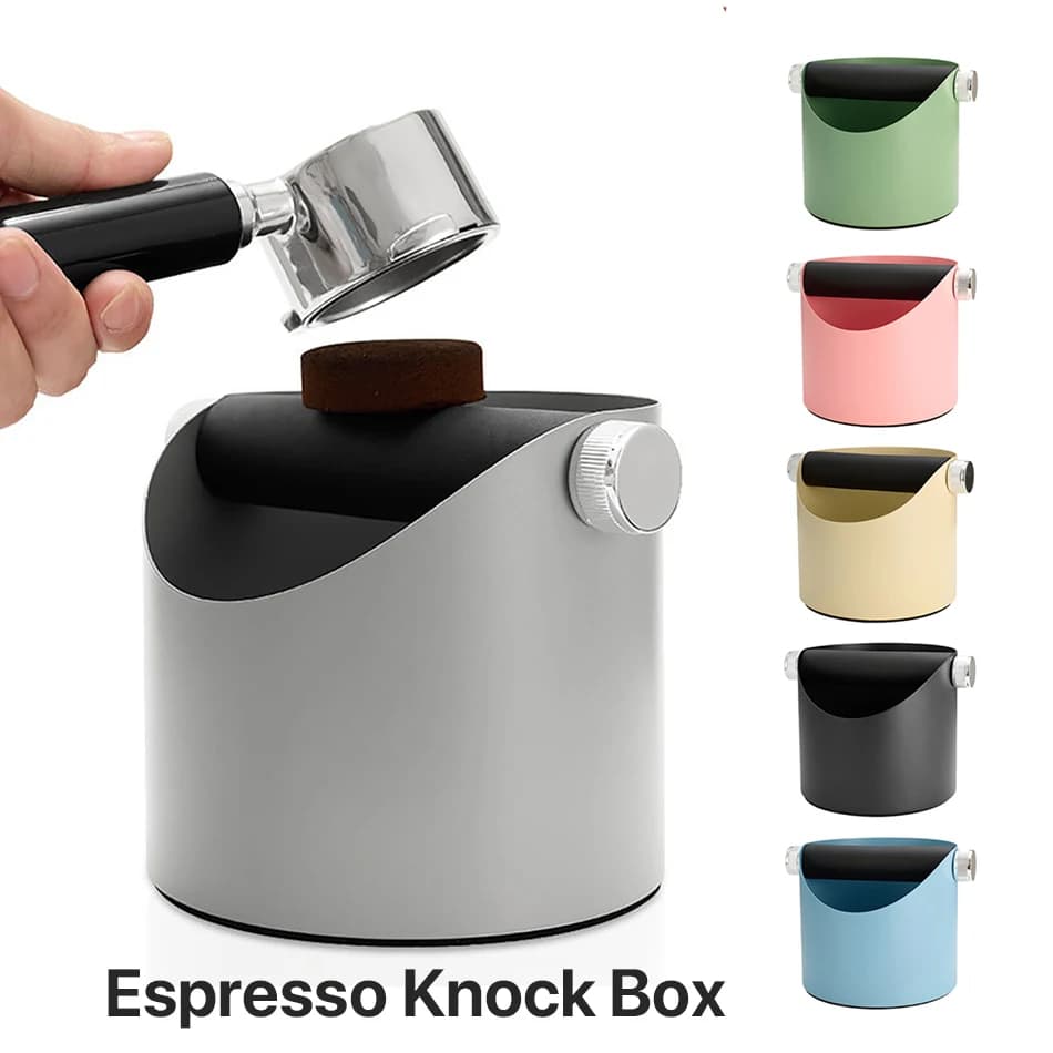 Stainless Steel Espresso Knock Box Anti slip Coffee Grind Dump Bin Waste Bin with Detachable Knock Bar for Barista