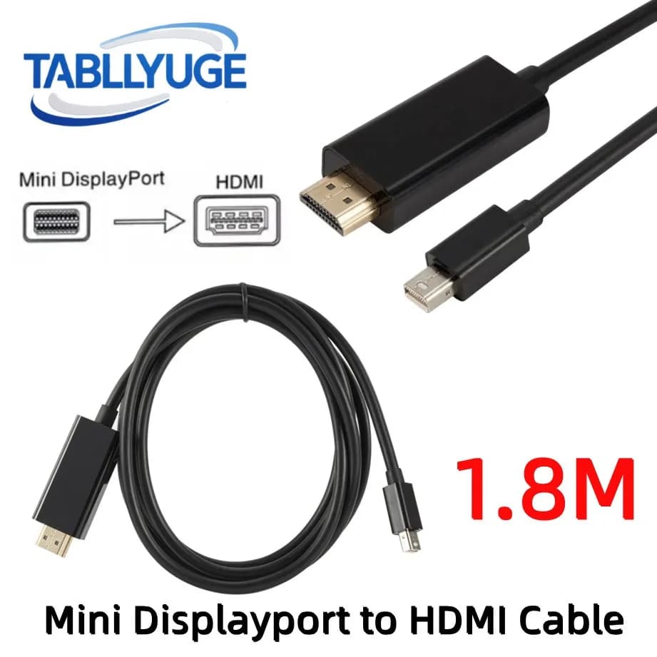 Compatible Cable Mini Displayport to HDMI Adapter Cable Mini DisplayPort 1.8 M for MacBook Air Adapter Compatible with Mini DP to HDMI