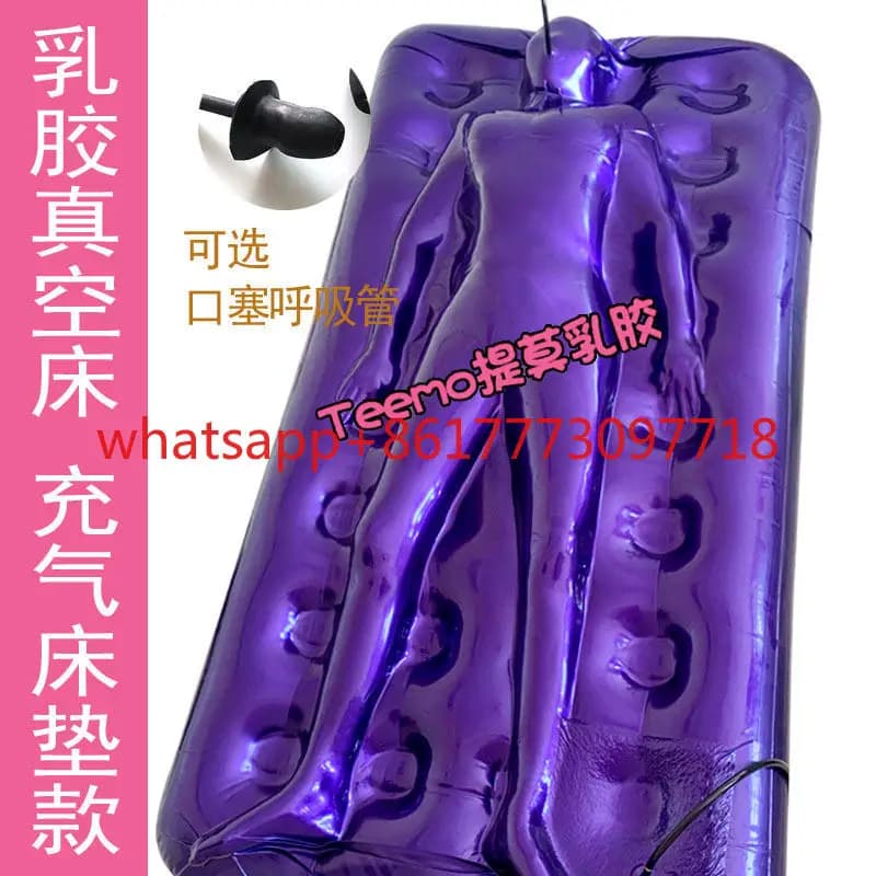 Inflatable latex mattress for vacuum bed, latex sleeping bag, latex bed sheet for suffocation under the bed, inflatable mattress for human use