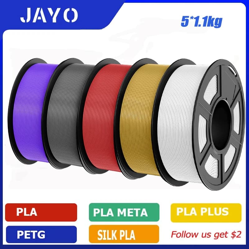 JAYO PETG/PLA/ABS/TPU/PLA PLUS/PLAMeta/5 Rolls 2.5KG/5.5KG 3D Filament 1.75mm 100% No Bubble FDM 3D Printer Materials DIY Gift