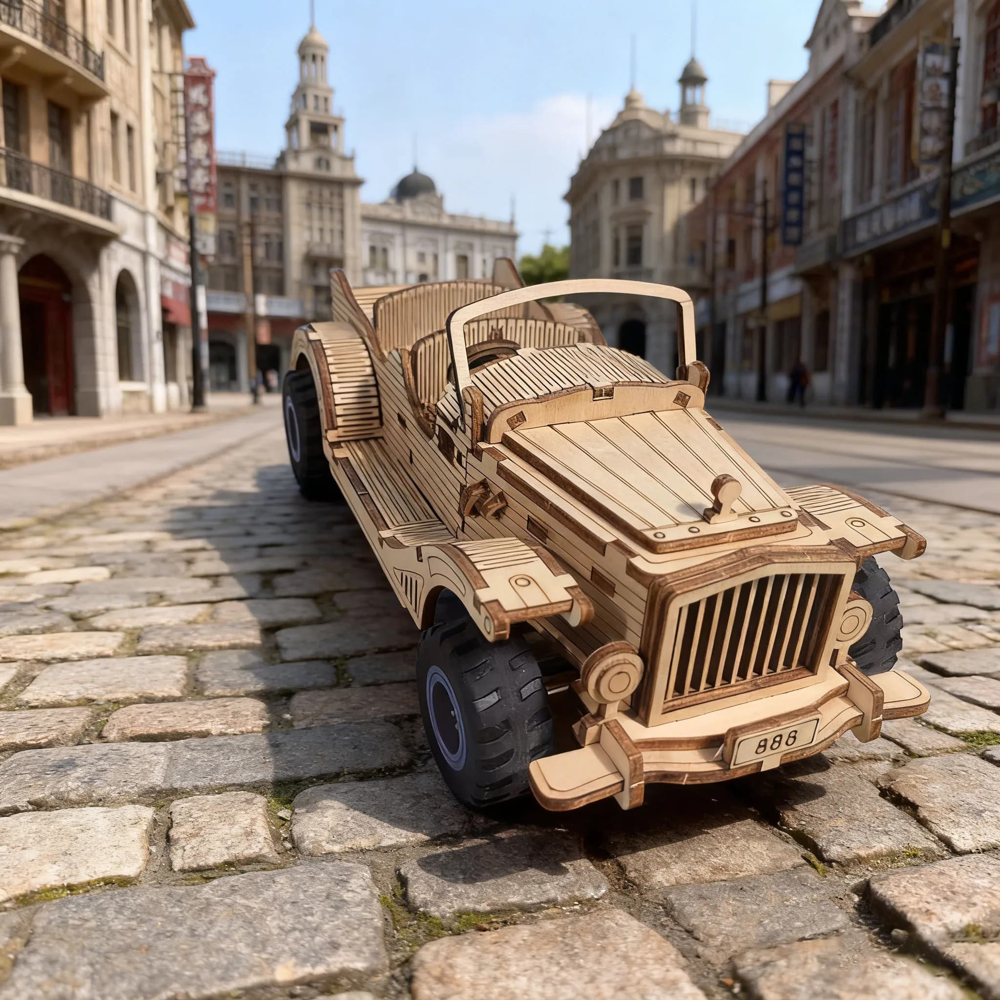 Puzzle modello di auto d'epoca convertibile in legno fai da te in legno 3D assemblaggio di auto d'epoca regalo di compleanno educativo regalo festivo