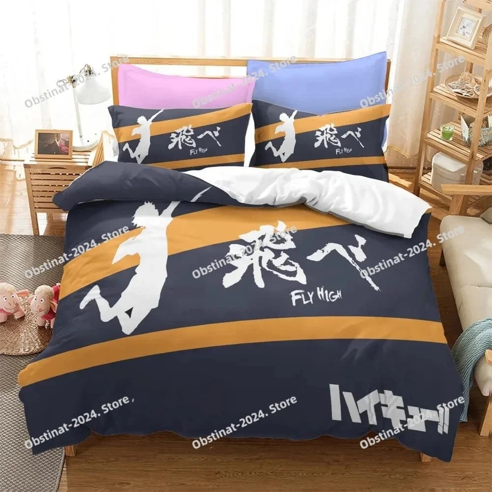 Stampa 3D Haikyuu!! Set biancheria da letto Set letto stampato Copripiumino Lenzuolo Federa Letto Copripiumino morbido Full Queen King Size