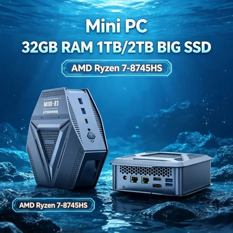 AMD R7 8745HS Mini Barebone NAS Workstation Dual 2.5G LAN Dual NVMe SSD Slot DDR5 Type-C File Storage Desktop Computer
