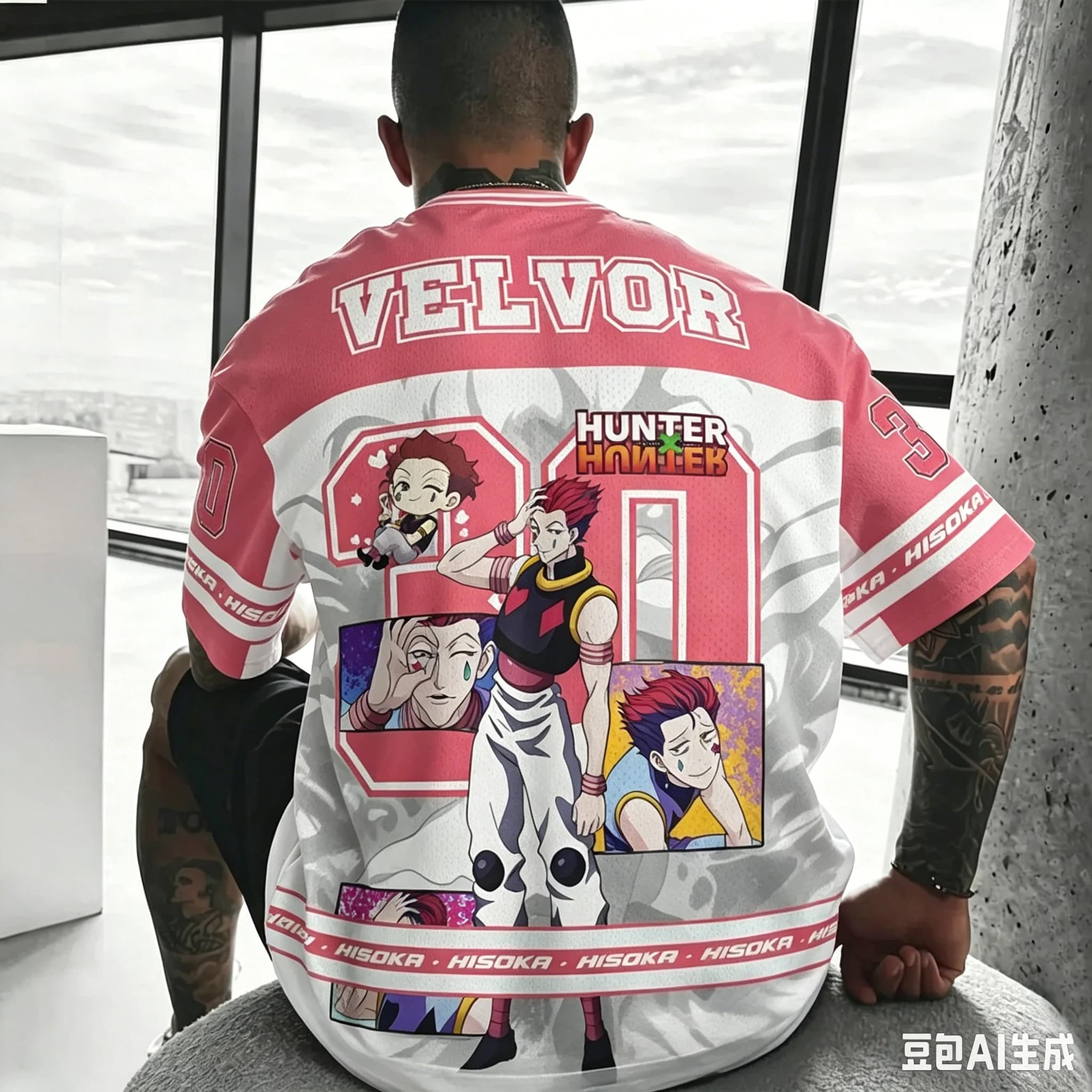 New Men Anime Hunter X Hunter Hisoka Multi Panel Comic 30 Number Full Back Print Oversized Tee Y2K Street Fan Merch
