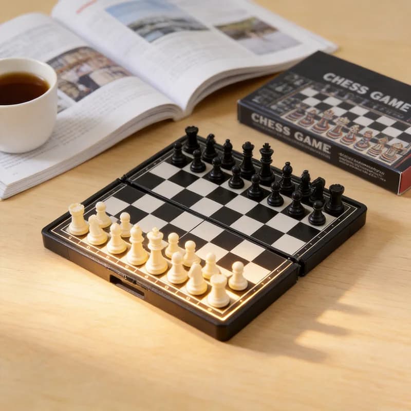 Portable Mini Magnetic Chess Set Folding Chessboard Board Game Plastic Outdoor QLYX03