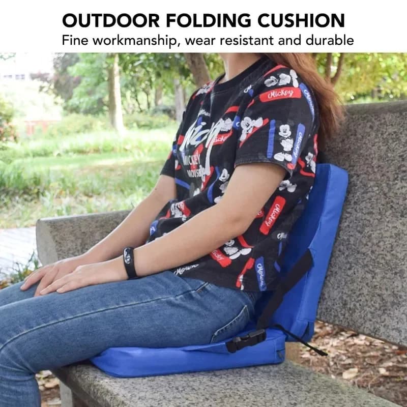 Outdoor Foldable Chair with Backrest Soft Sponge Cushion Back Support Portable Handle Bleacher Cushion