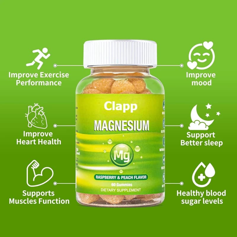 Adult Magnesium Citrate Bouquets - Peanut-free vitamin gumellas - Chewable supplements to the taste of raspberry and peach -60 pills