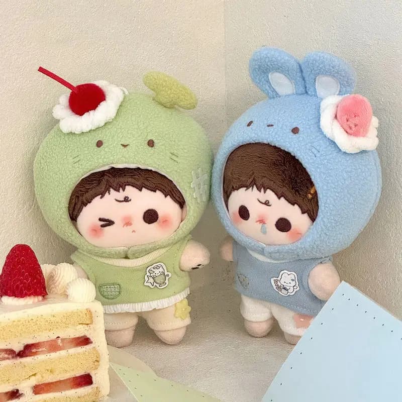 10Cm Cream Soda Series Cotton Doll Clothes Cute Plush Hat Outfit Set Soft Cartoon Dopamine Blue Green Fresh Color
