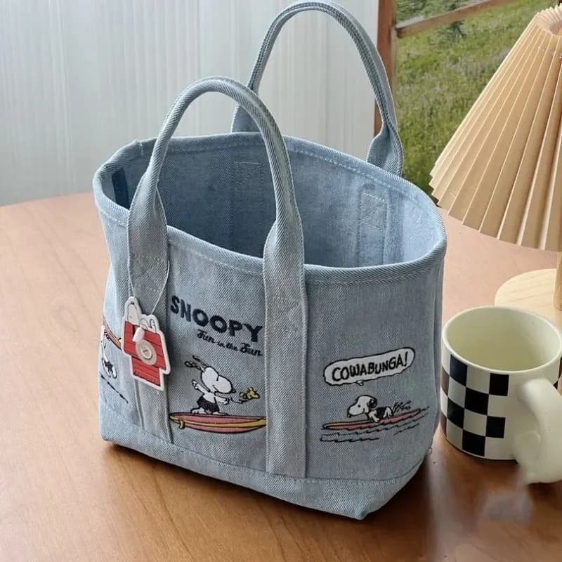 Borsa in tela ricamata Snoopy, borsa tote minimalista alla moda, borsa a mano squisita per pendolari