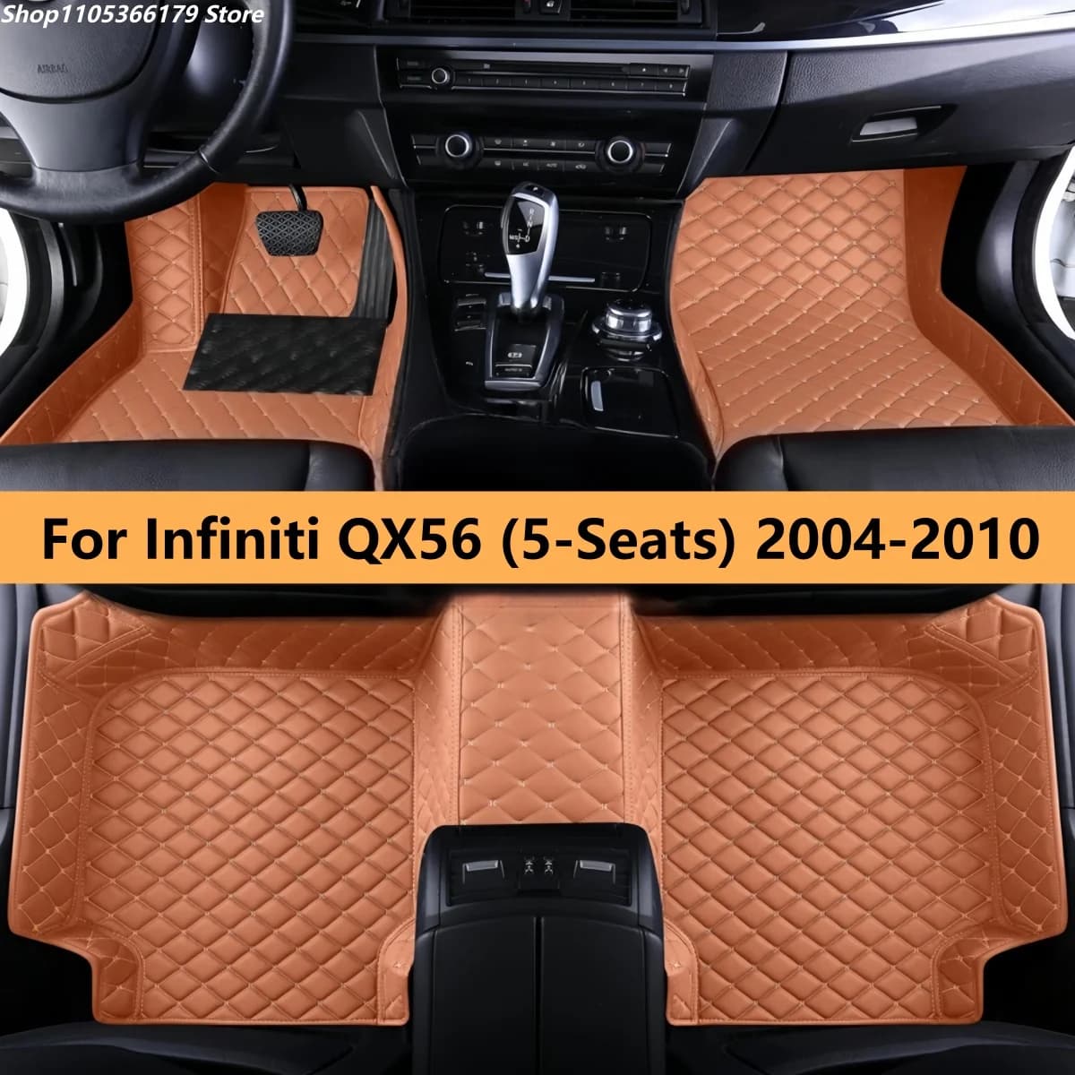 5 Seats Auto Floor Mats Fit For Infiniti QX56 2004 2005 2006 2007 2008 2009 2010Car Leather Carpet Pads Full Set Foot Matts Rugs