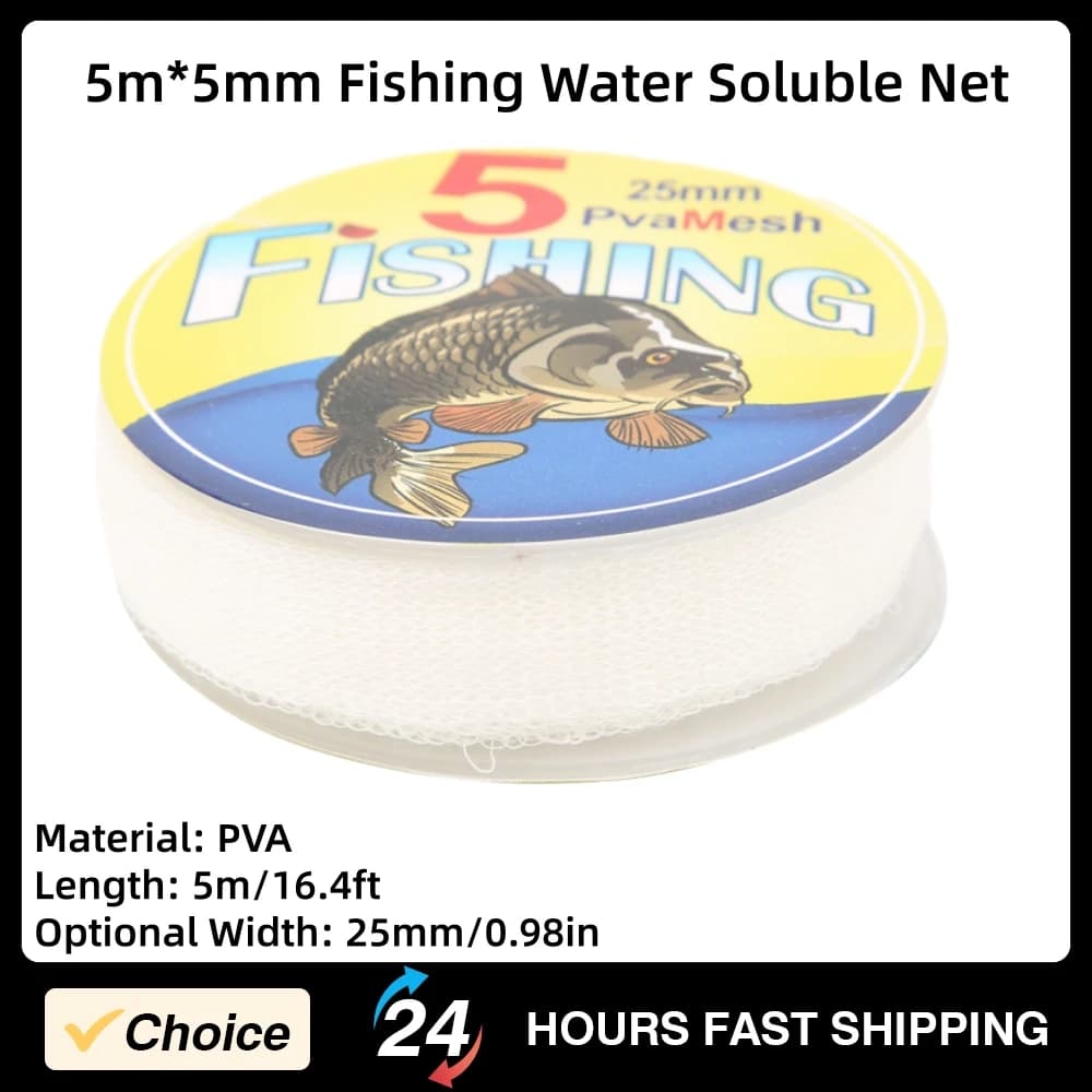Rete da pesca solubile in acqua da 5m per lanciare esche, accessori per la pesca, larghezza 25mm