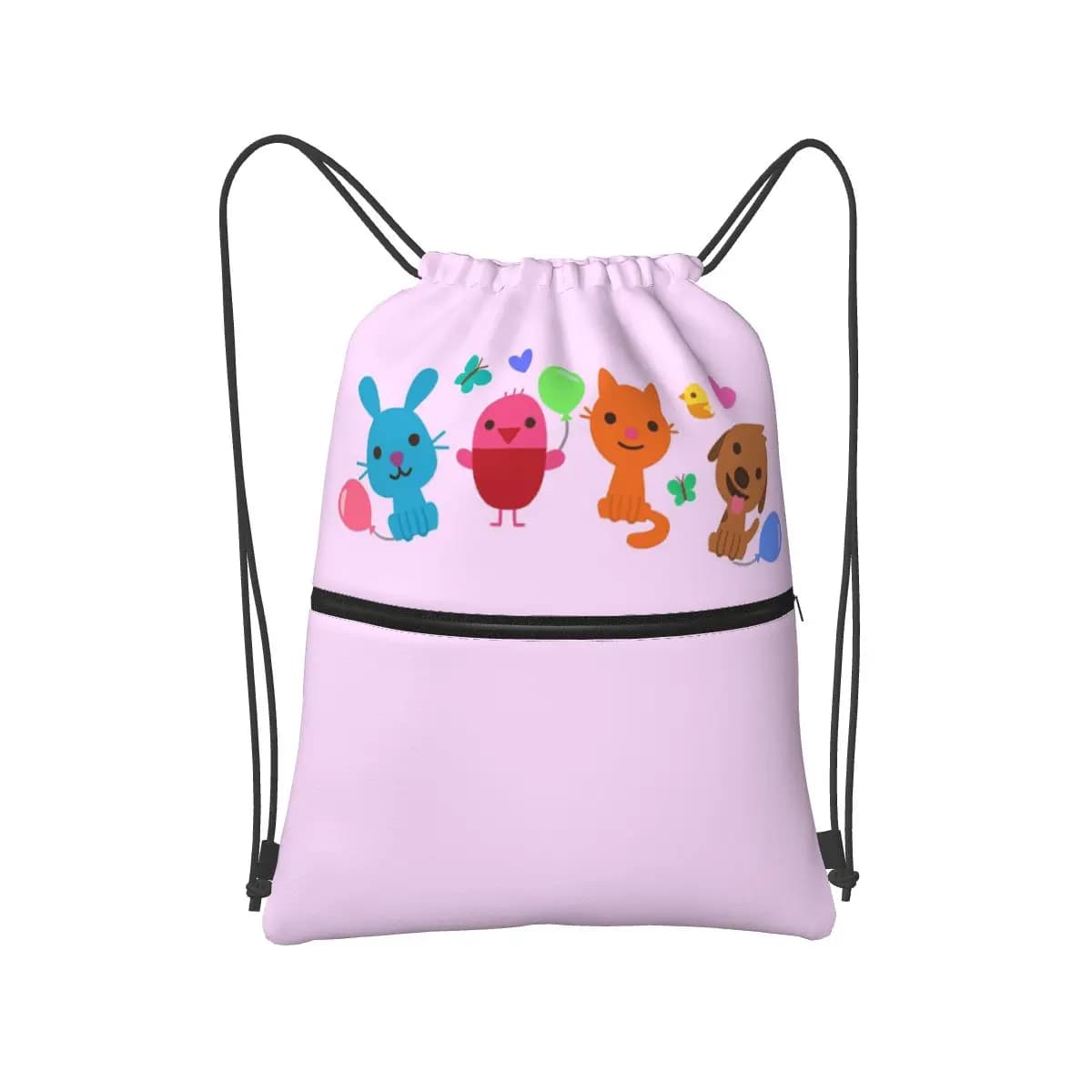 Play Sago Mini Pink Backpacks Casual Drawstring Bundle Pocket Sports Bag Book Bags for Travel School