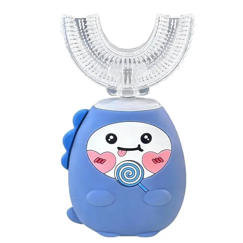 IPX7 Waterproof Kids Electric Toothbrush U Shaped, 360° Ultrasonic 3 Speed Settings Blue For Ages 2 To 12-A36R