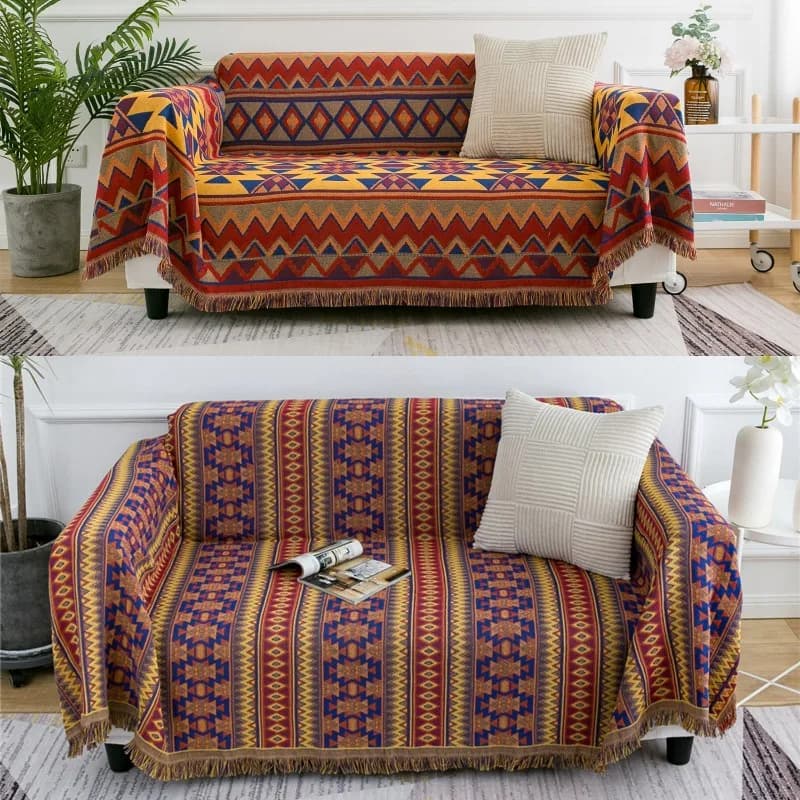 Retro Plaid Inverno Cotone Lino Linea tessuta Coperta Divano Asciugamano Maglia Addensata Tappetino caldo Tappetino Bohemian Boho Copriletto da viaggio
