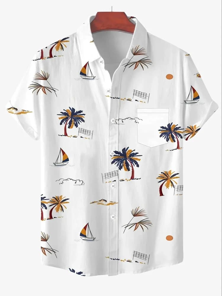 Camicia hawaiana Camicia con stampa 3D di albero di cocco Camicette da uomo T-shirt da spiaggia a maniche corte per vacanze estive Camicia da strada casual Moda