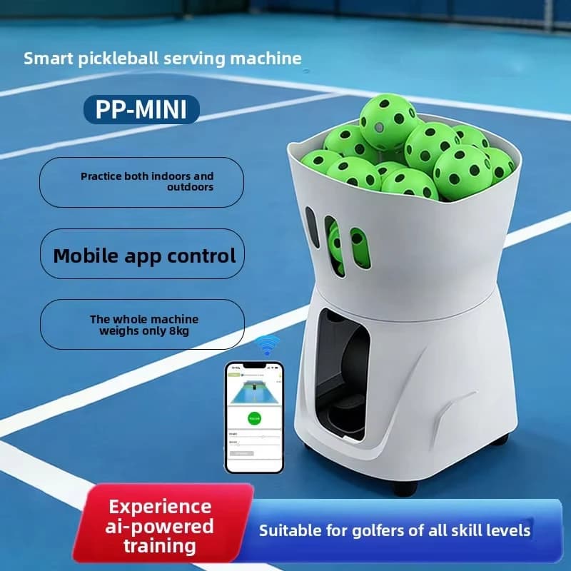 Tennis Pickleball ABS Automatic Ball Launcher, Smart Training Device, Portable Multiplayer Practice Tool, PP-MINI Model