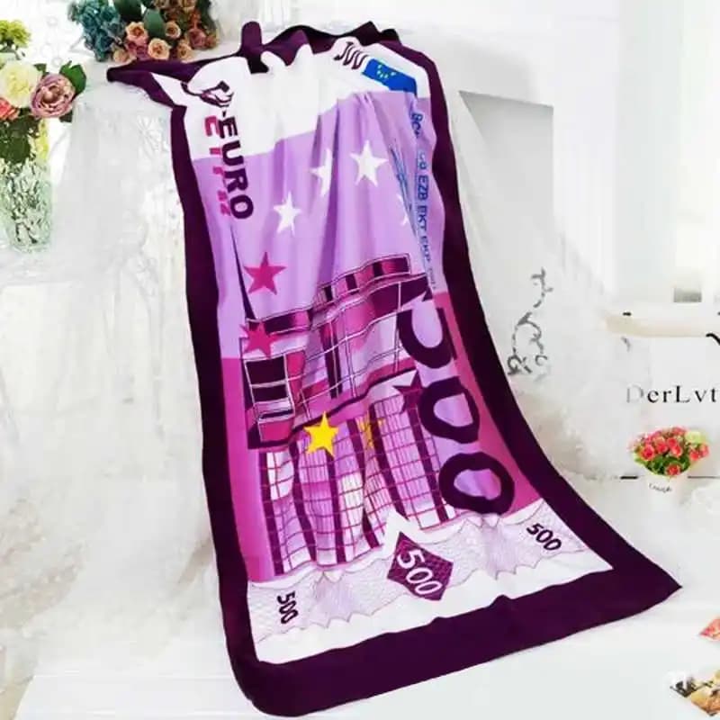 Asciugamano da spiaggia in microfibra Asciugamani da bagno ad asciugatura rapida 70x150 cm 500 Euro 100 dollari Disegni bandiera USA Asciugamano sportivo da viaggio Panno per il viso da palestra
