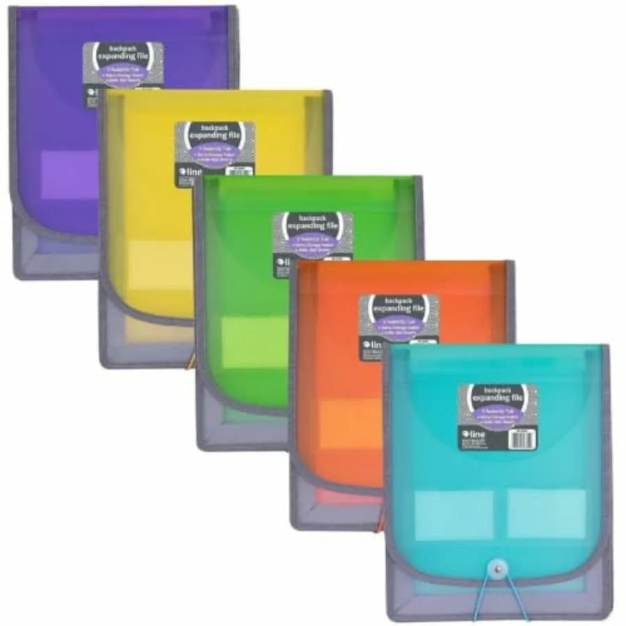 C-Line 7-Pocket Vertical Expanding Backpack Organizer File, 1 File, Color May Vary 58700,Assorted, 1" x 10 1/4" x 12 3/4"