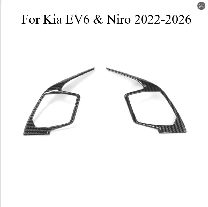 For Kia EV6 & Niro 2022-2026 Steering Wheel Multi-Function Button Decorative Frame Cover Trim - Carbon Fiber Pattern Interior