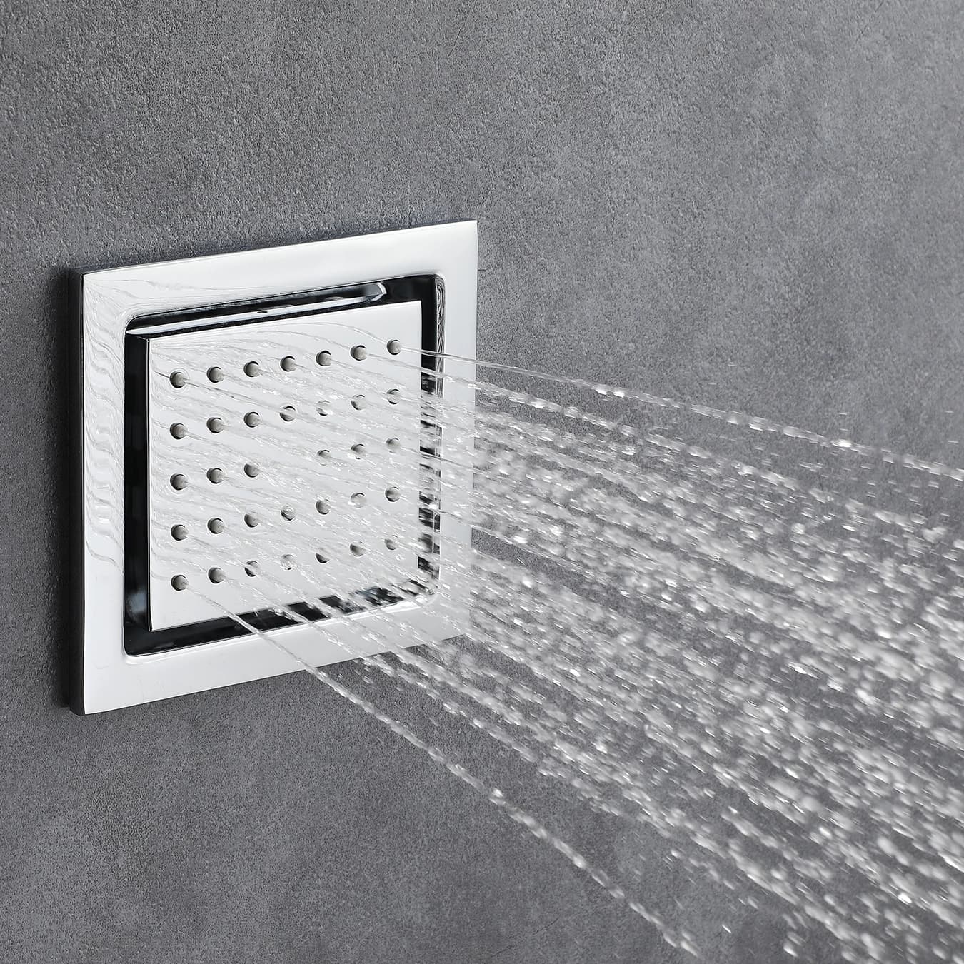 Qlonn Lussuoso Doccia Idromassaggio Grande Quadrato con Getti Massaggianti in Ottone per Installazione a Incasso