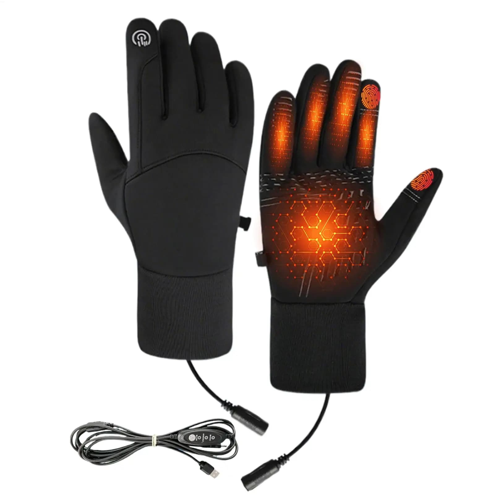 Guanti riscaldanti USB invernali Guanti riscaldati elettrici caldi Touch Screen Calore Riscaldamento Guanti termici da ciclismo Guanti da moto