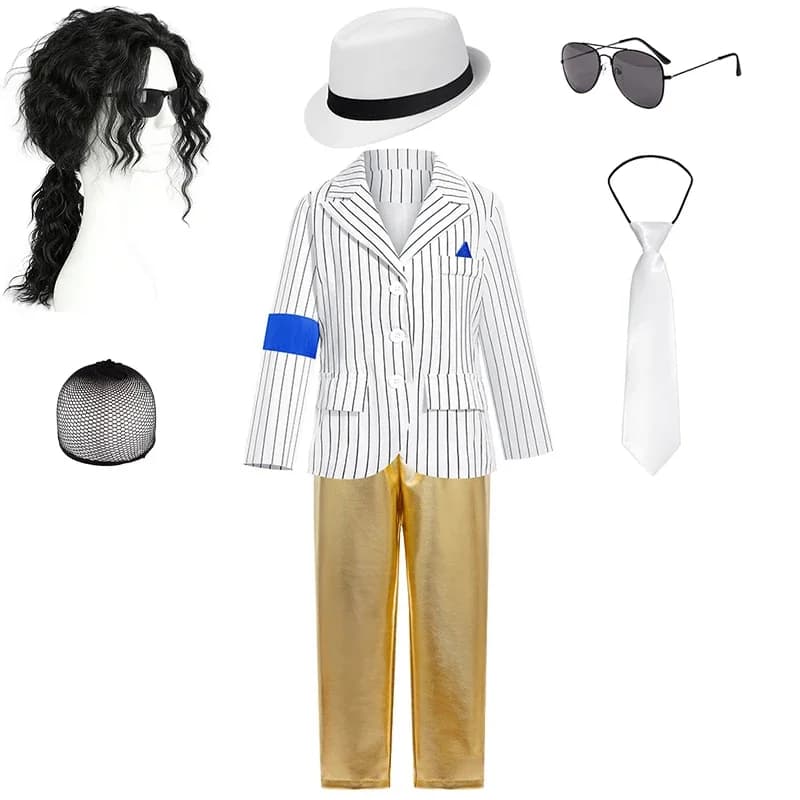 Michael Jackson Boys Outfits Halloween Cosplay 80s Pop Star Stage Performance Children Costume Carnival Dance Disco Kids Clothes