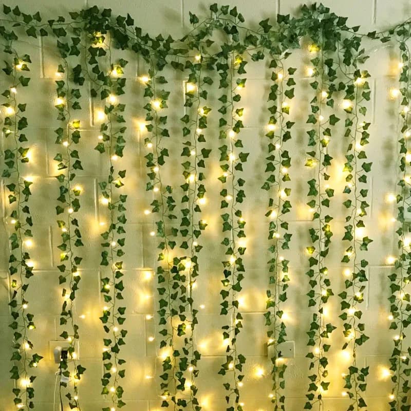 2.3m foglie di seta falso Creeper foglia verde edera vite 1/2/3m LED String Lights Decor per la festa di nozze appeso ghirlanda giardino di casa