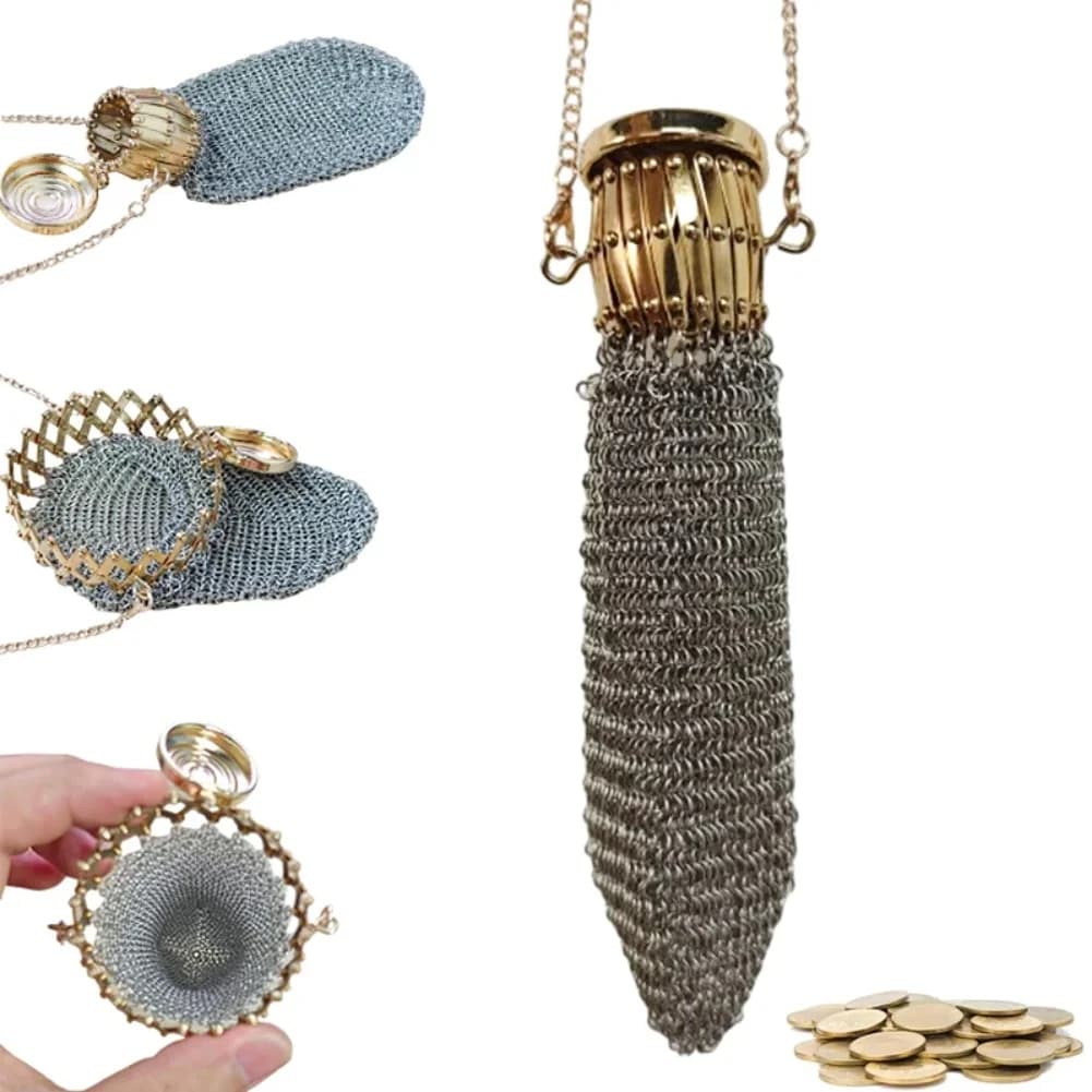 Handmade Mini Antique Money Bag Fashion Mesh Belt Mini Vintage Coin Purse Rare Collection Retro Wallet Ornament